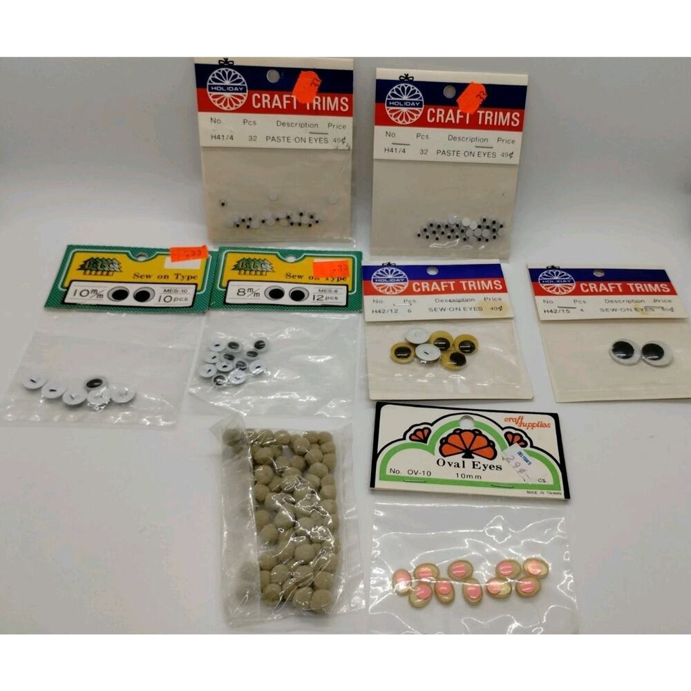 Small Lot of Googly Eyes Craft Supplies - Small Fuzzy Craft Trim